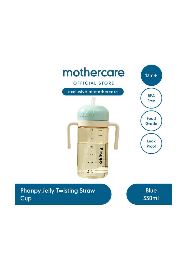 Mothercare Phanpy Jelly Twisting Straw Cup Blue 330ml - Botol Minum Sedotan Bayi BPA Free