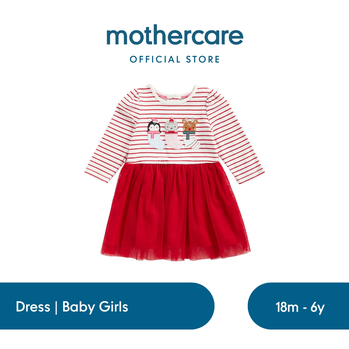 Mothercare Festive Stocking Dress - Dress Bayi Perempuan (Merah)