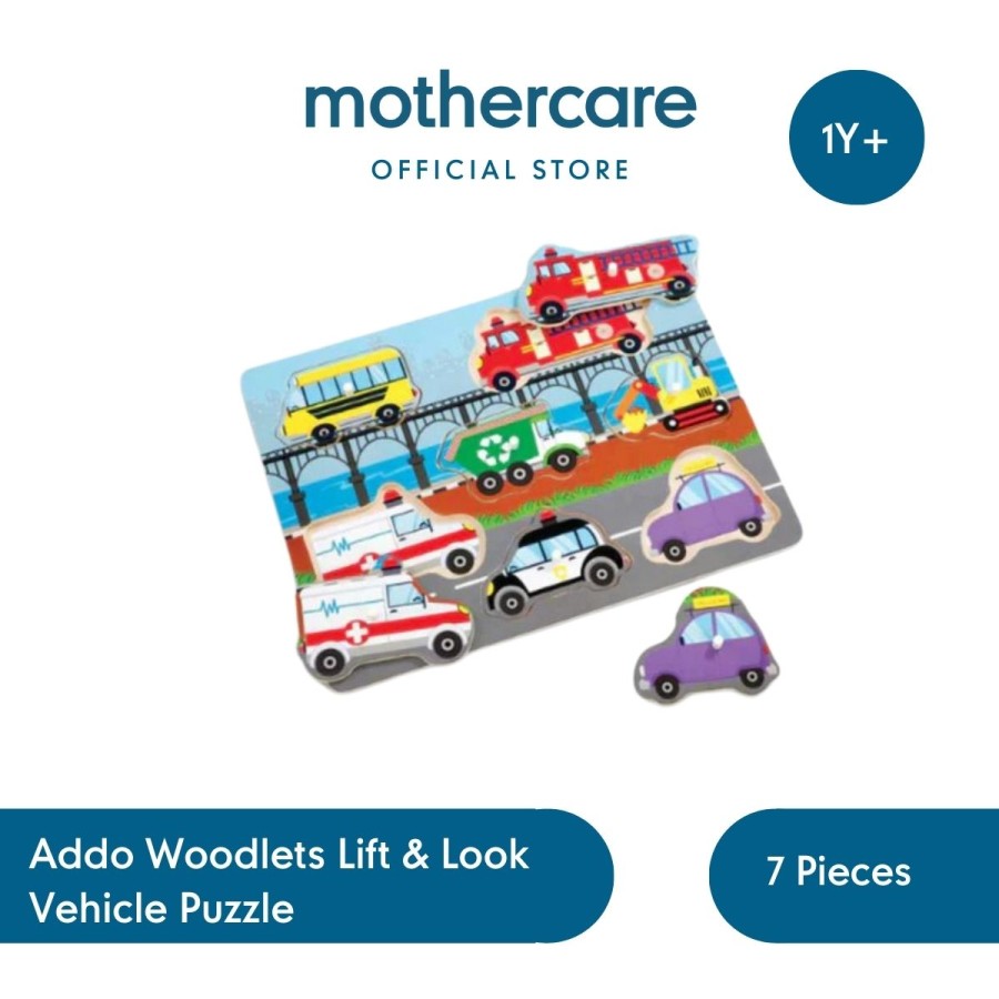 Mothercare Addo Woodlets Chunky Puzzle - Mainan Edukasi Kayu Anak (Vehicle)