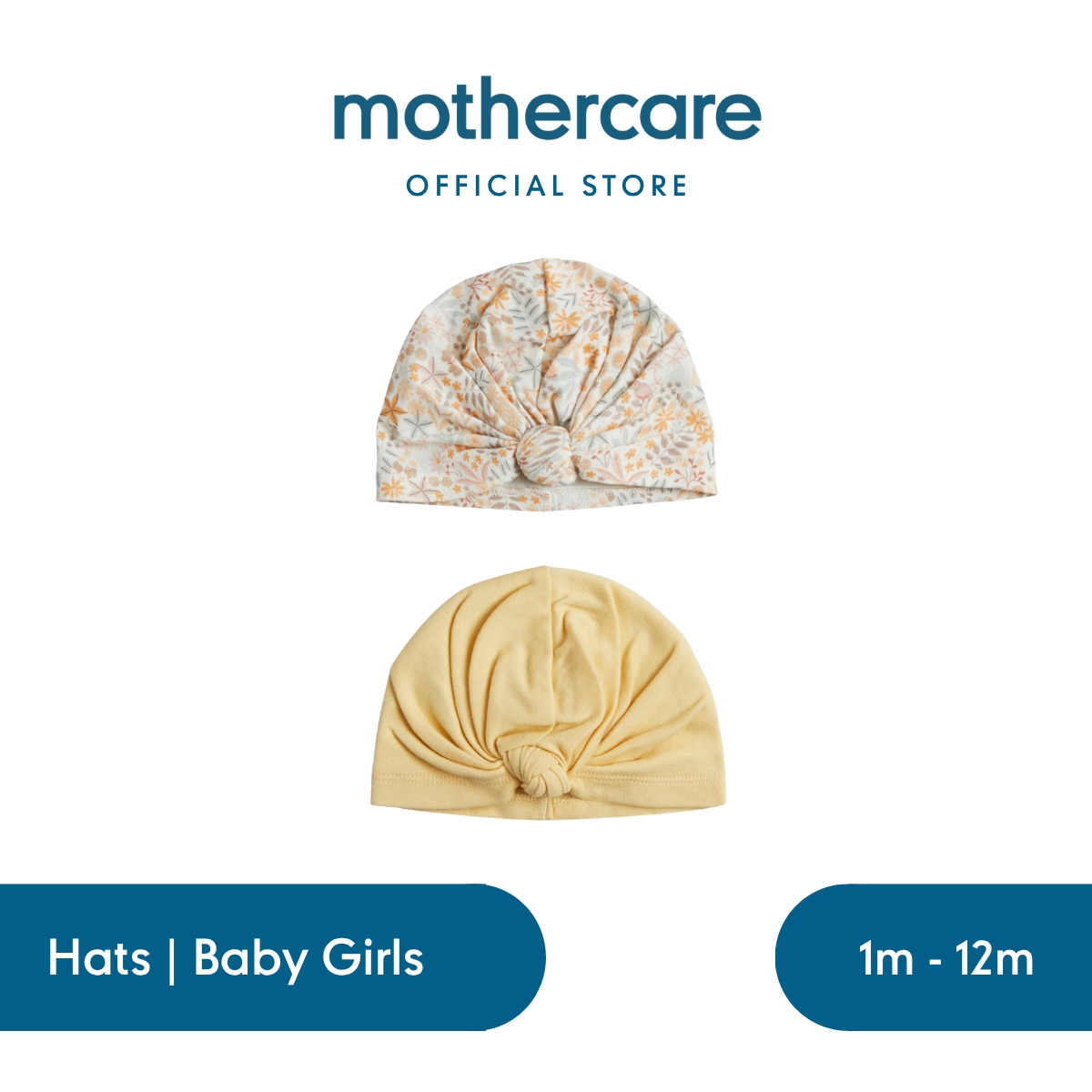 Mothercare 2 Pack Turban Baby Hats - Aksesoris Bayi Perempuan (Multi)