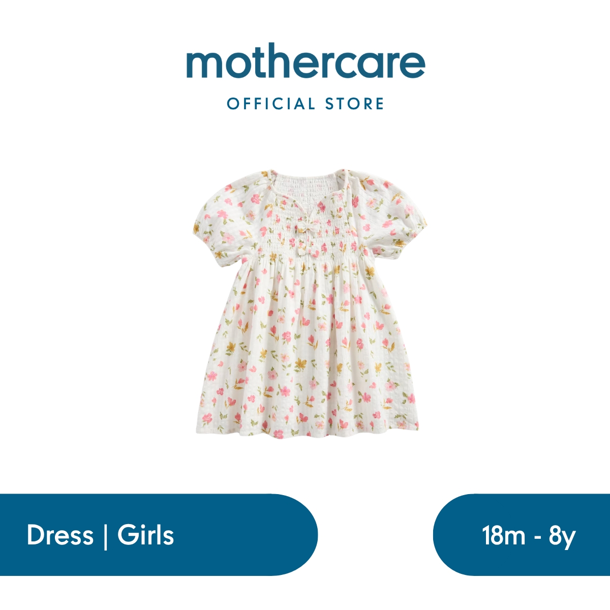 Mothercare Floral Dress - Dress Anak Perempuan (Putih)