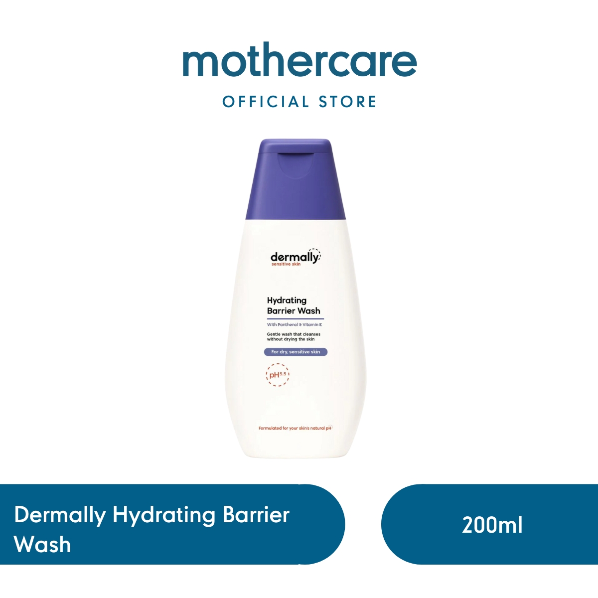 Mothercare Dermally Hydrating Barrier Wash 200ml - Sabun Mandi Pembersih pH 5.5 untuk Kulit Kering d