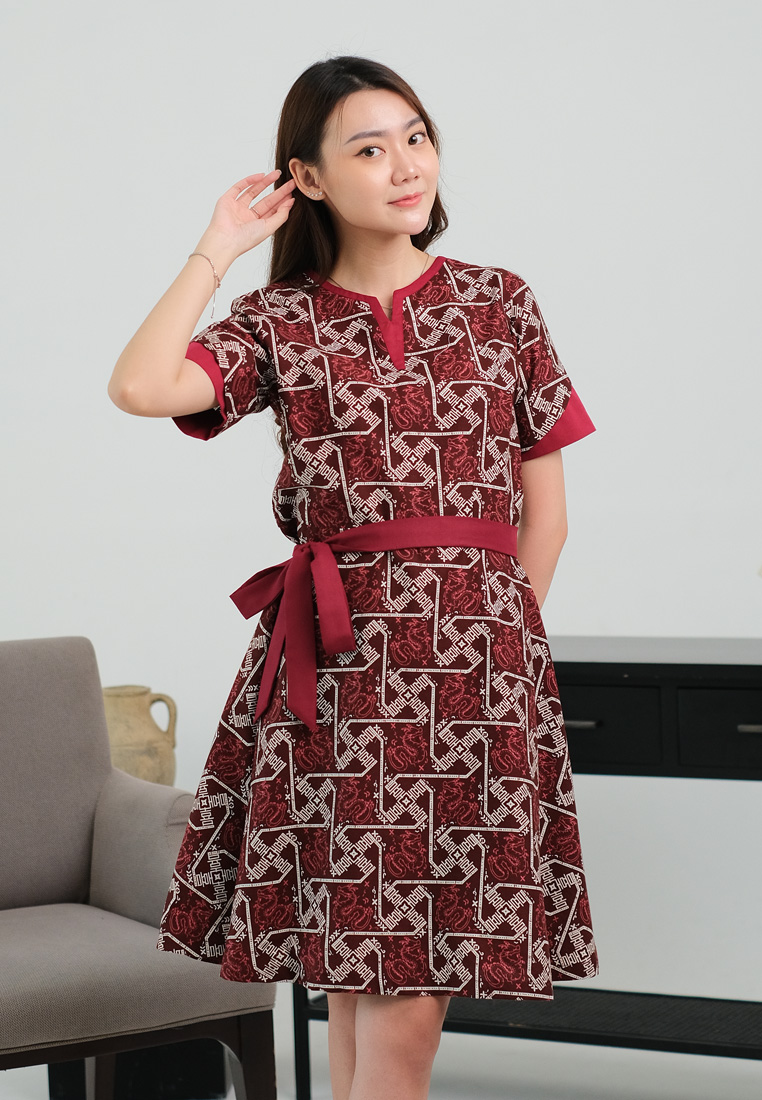 MY AKSA FIT EVERYWHERE My Aksa Batik Wanita Dress Furing Naga Cita Merah