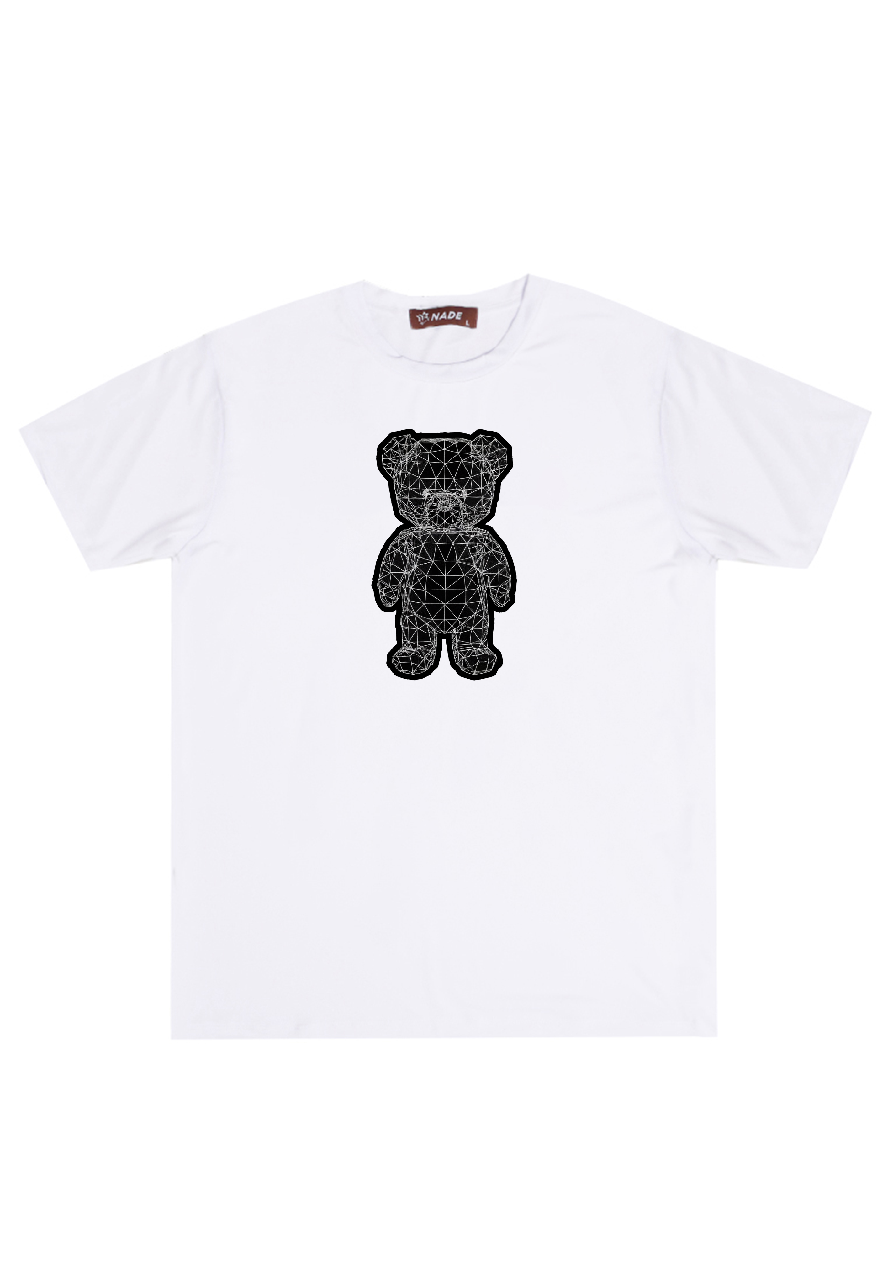 Nade NTC98 kaos gambar beruang bear wiremesh garis garis abstrak distro pria wanita putih