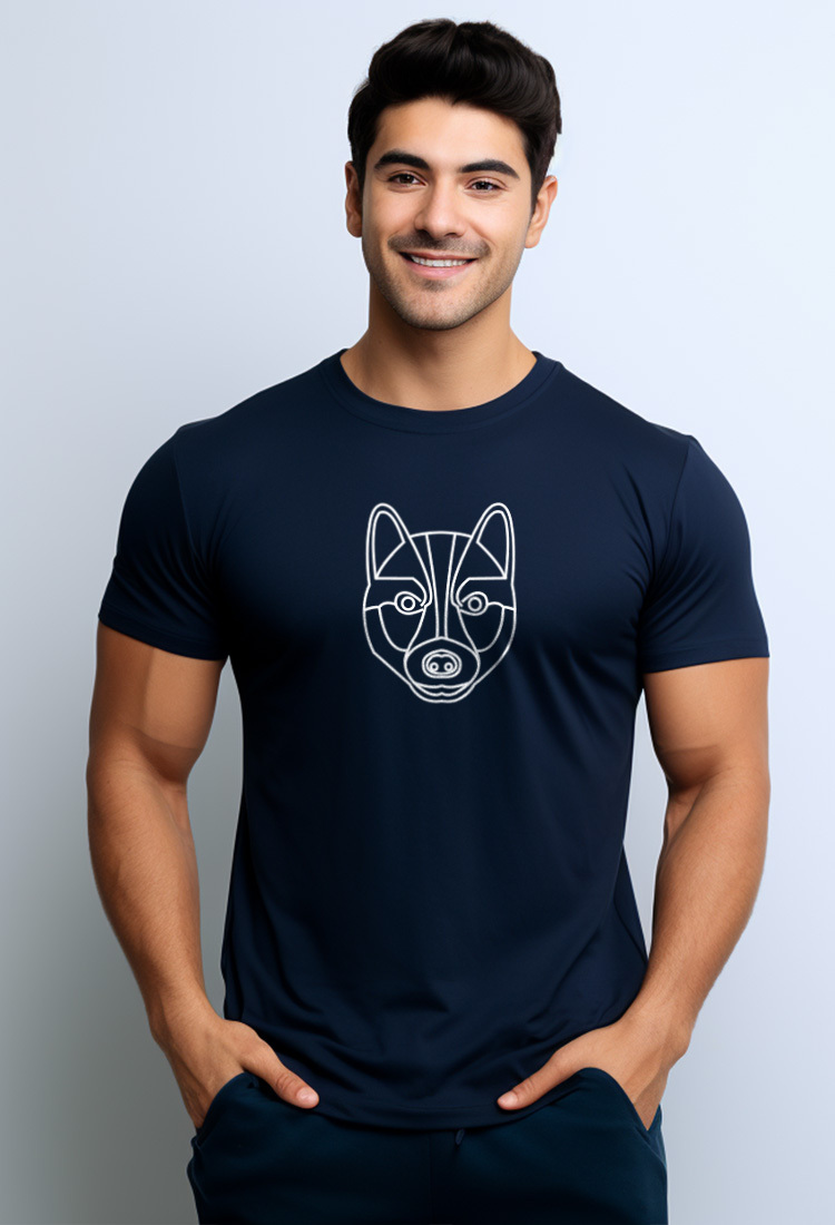 Nade NTC57 kaos anjing anti kusut super stretch nade siberian husky wolf serigala navy