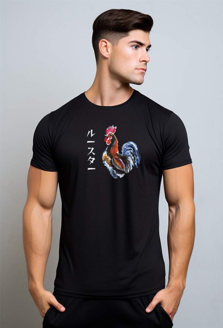 Nade NTC77 kaos pria gambar ayam fighter jago tarung bangkok anti kusut nade hitam