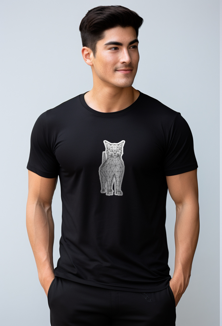 Nade NTD02 kaos gambar kucing keren pria wanita cat wiremesh distro hitam