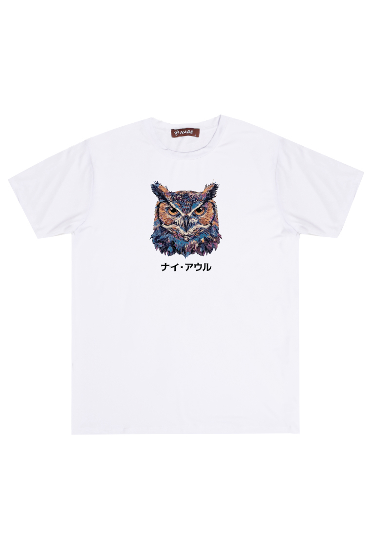Nade NTD60 Kaos Gambar Burung Hantu Anti Kusut Lycra Instadry "burung hantu" putih