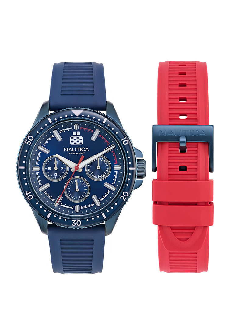 Nautica Jam Tangan Analog Pria - Nautica NCT Windrose Boxset - NAPWRF404 - Rubber Strap