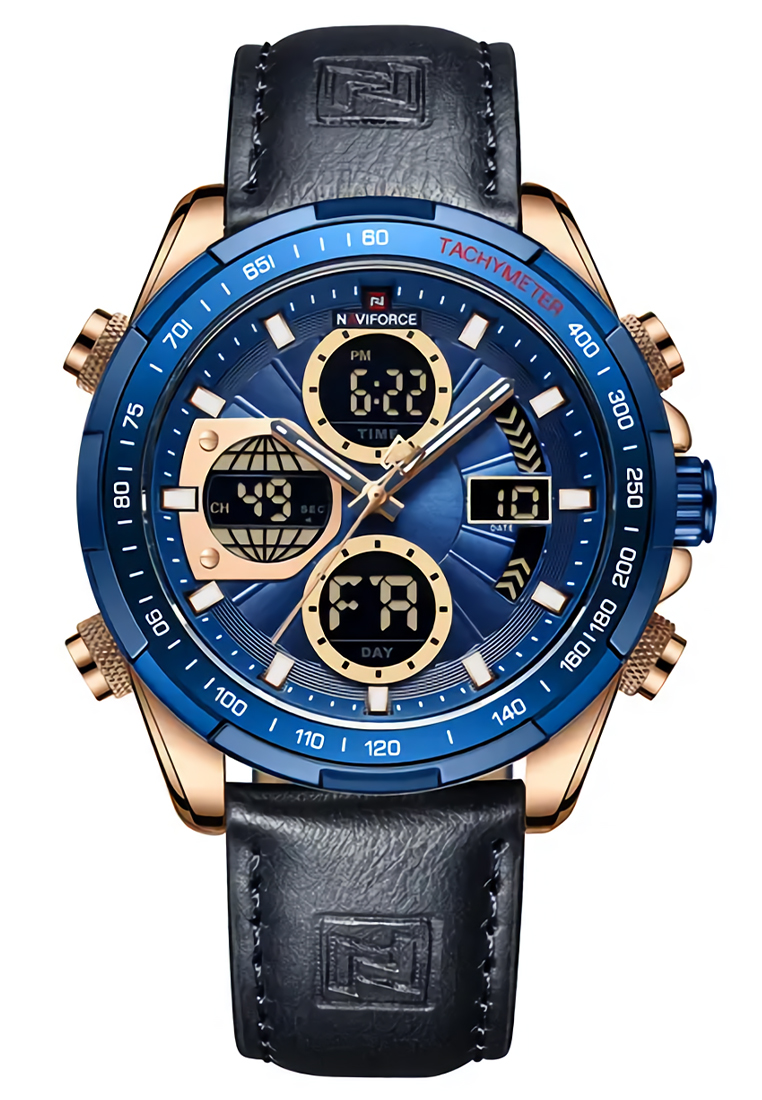 Naviforce - Jam Tangan Pria - Rosegold - Black Leather Strap - NF9197-B