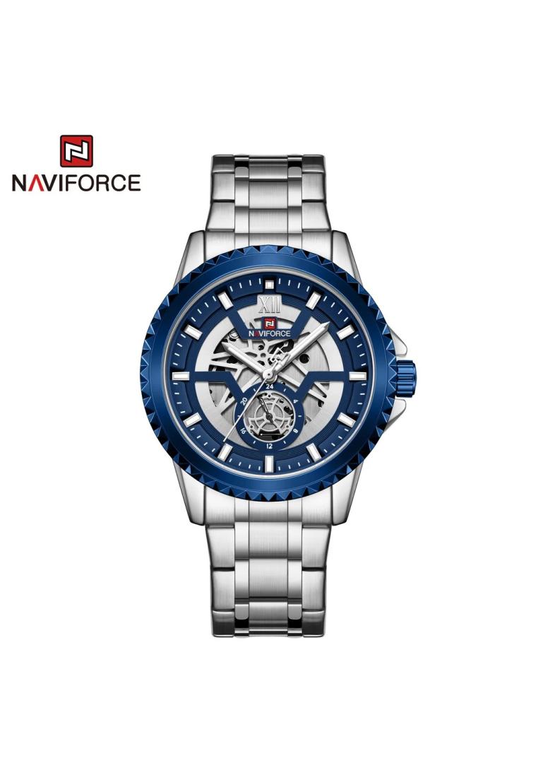 Naviforce Jam Tangan Pria - Silver Blue - Stainless Steel - NF-9186M-SS-5