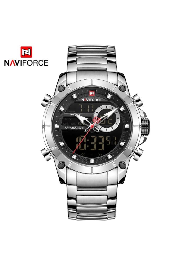 Naviforce Jam Tangan Pria - Silver - Stainless Steel - NF-9163M-SS-4