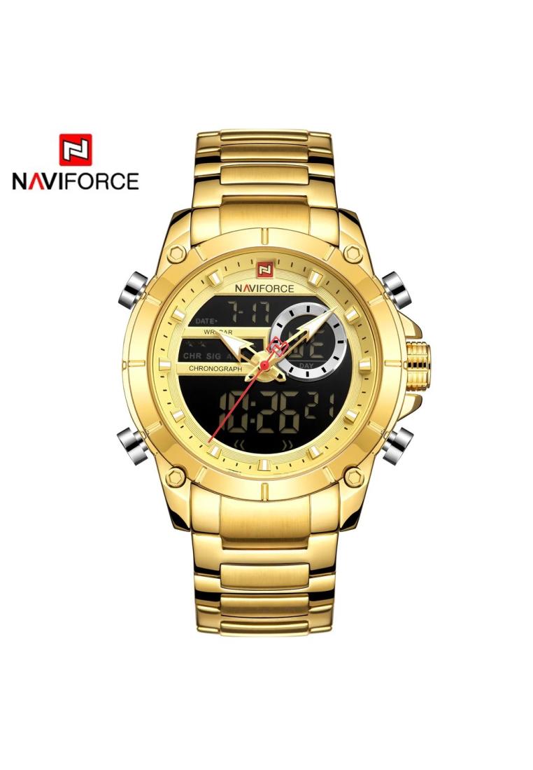Naviforce Jam Tangan Pria - Gold - Stainless Steel - NF-9163M-GP-2