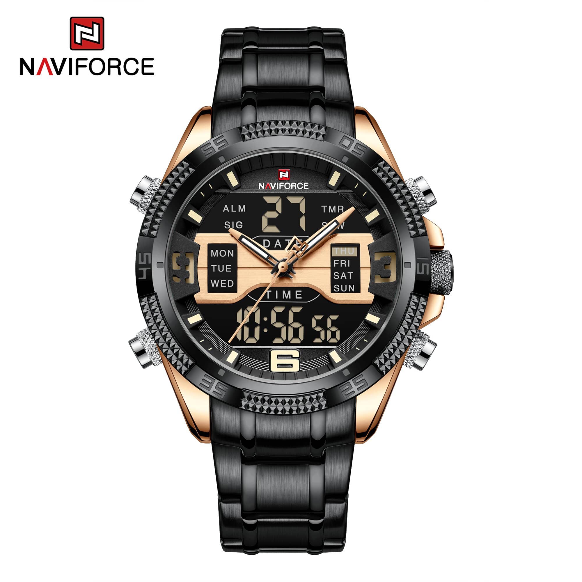 Naviforce Jam Tangan Pria Naviforce 9201 Ori Dual Time