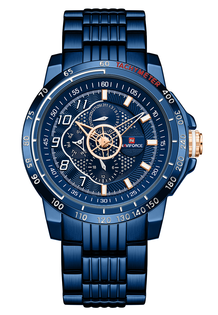 Naviforce - Jam Tangan Pria - Blue - Stainless Steel Bracelet - NF9180-E