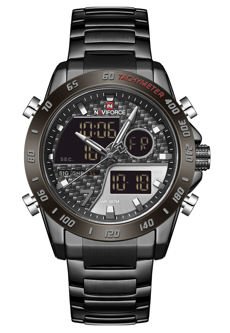 Naviforce - Jam Tangan Pria - Black - Stainless Steel Bracelet - NF9171-B