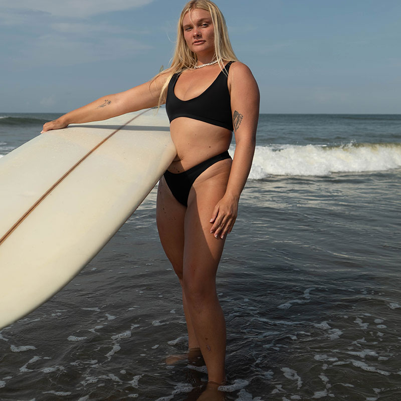 Ninefoot Studio Nias Surf Bikini Top in Black