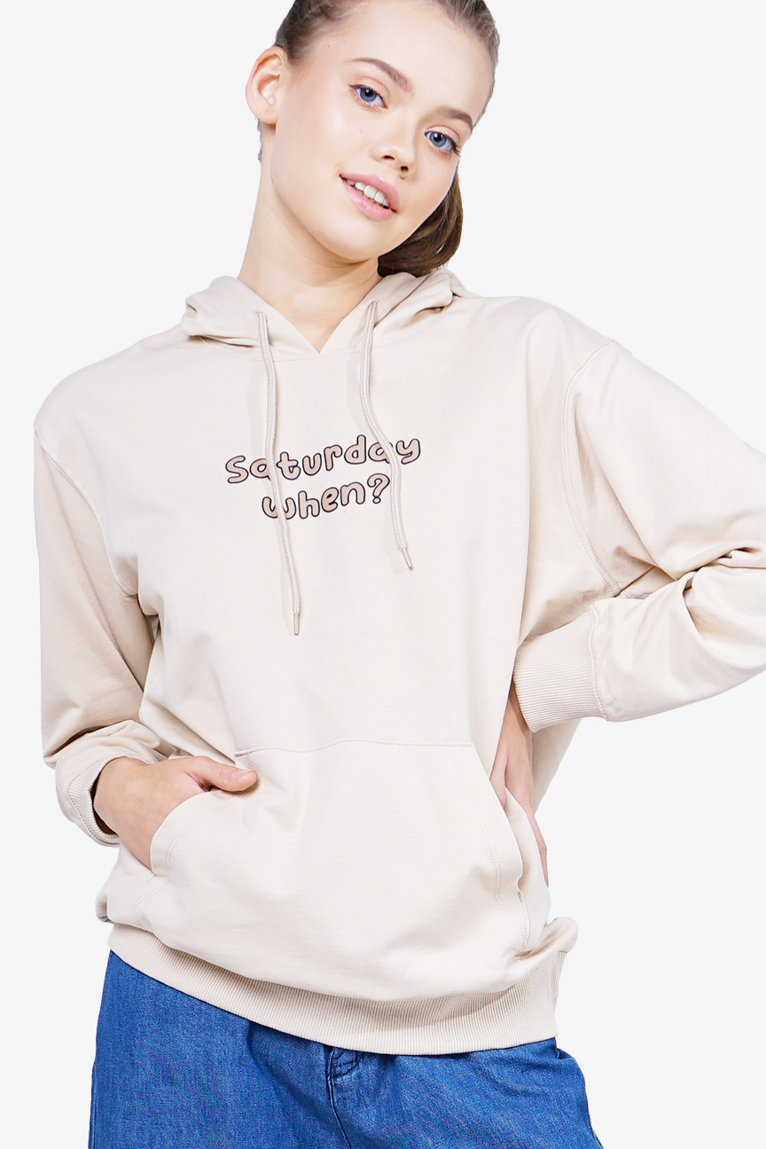 Ninety Degrees Sweater Hoodie Wanita Ghina Cream