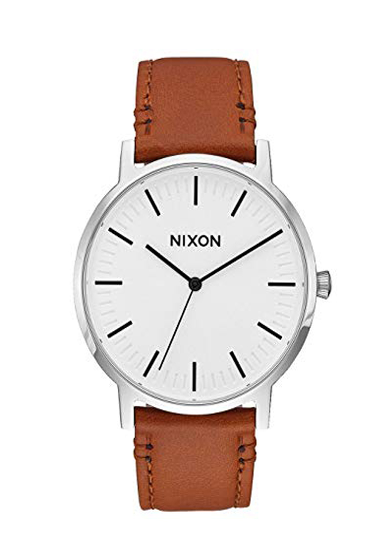 Nixon Porter Leather Gunmetal Grey and Tan Leather Men’s Watch