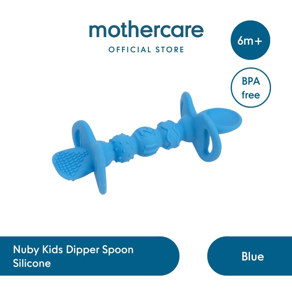 Nuby Kids Dipper Spoon Blue - Sendok Makan Silikon (Biru)
