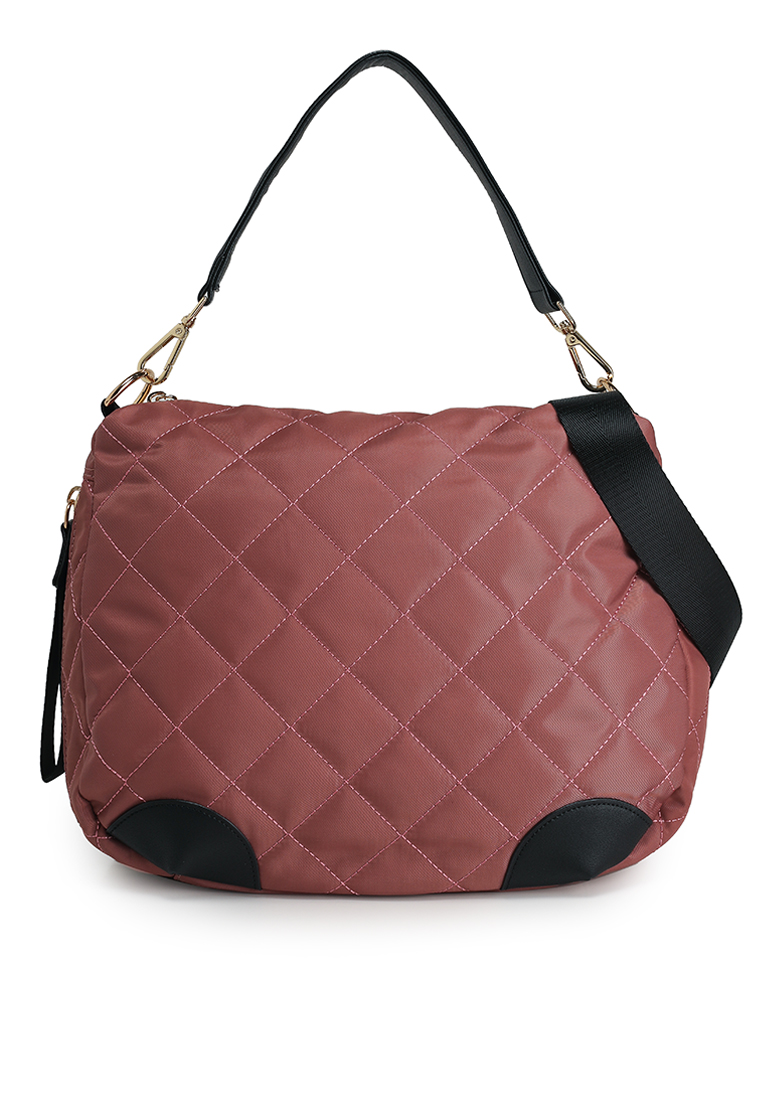 NUVEAU Quilted Nylon Convertible Shoulder Bag