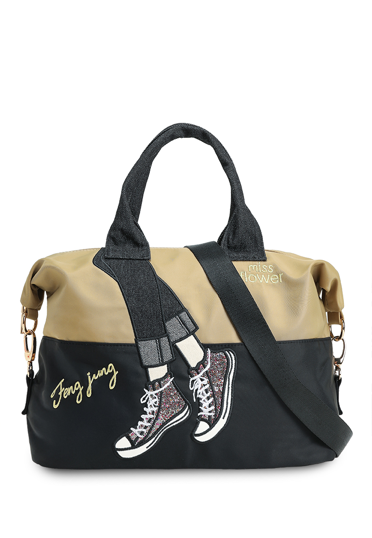 NUVEAU Embroidery Convertible Top Handle Bag