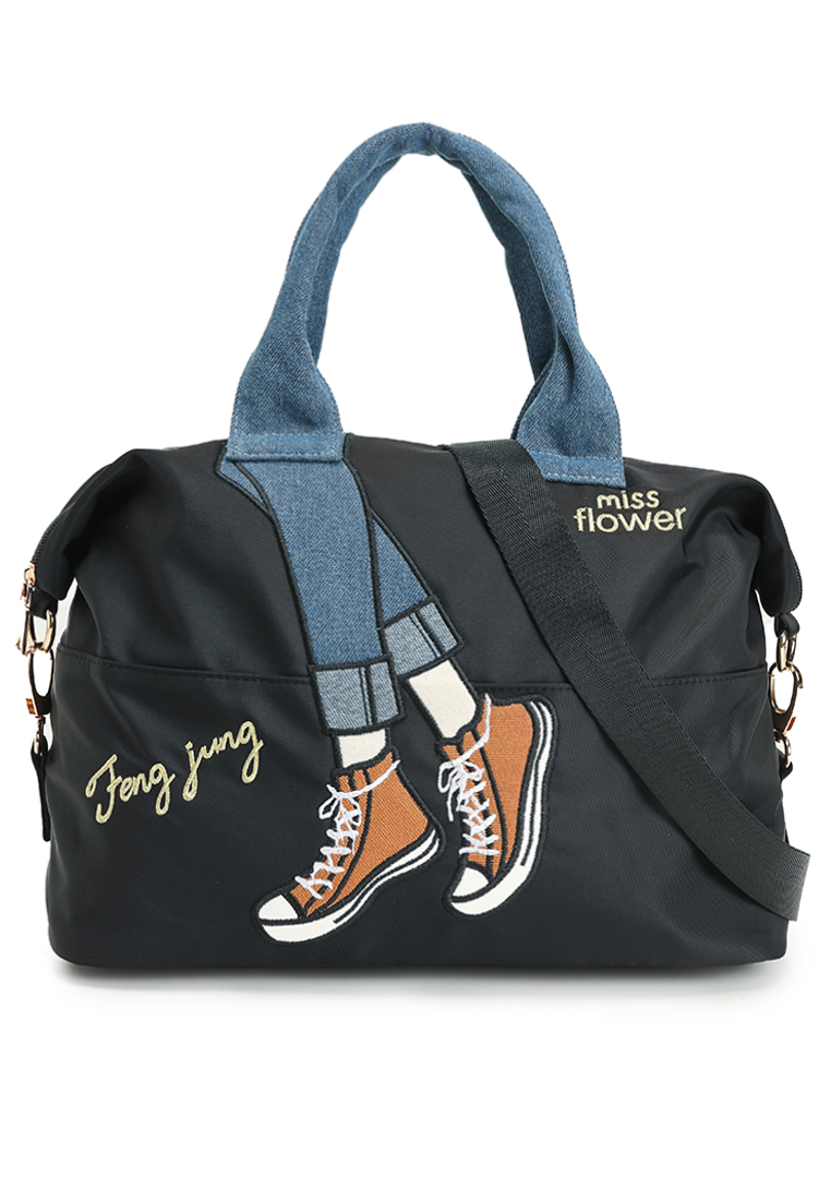 NUVEAU Embroidery Convertible Top Handle Bag