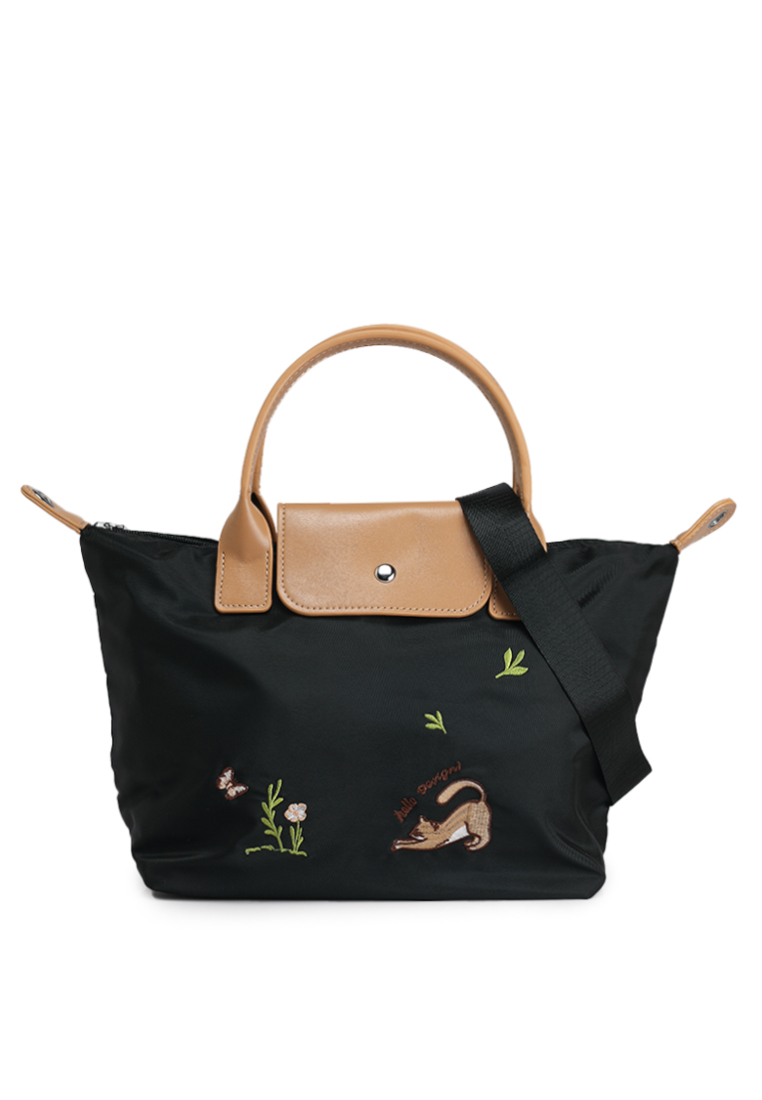 NUVEAU Embroidery Convertible Top Handle Bag