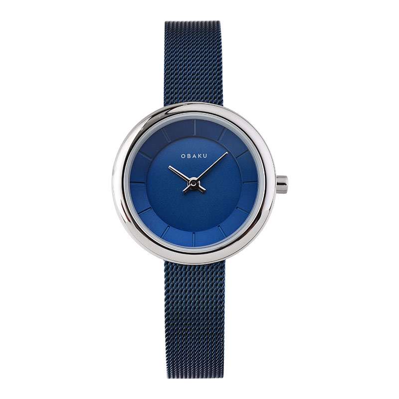 Obaku Jam Tangan Wanita Obaku V146LXCLML Stille Arctic Blue Dial Blue Mesh Strap