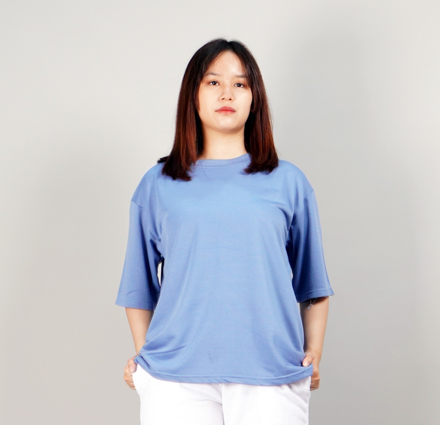 Okechuku GEORGIE Kaos Wanita Baju Kaos Oversize Wanita Lengan Pendek Oversize TShirt - BLUE