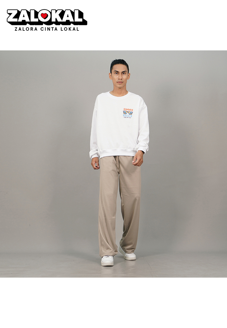 Okechuku RIO Baggy Pants Pria Loose Pants Pria Celana Panjang Longgar Pria - Krem