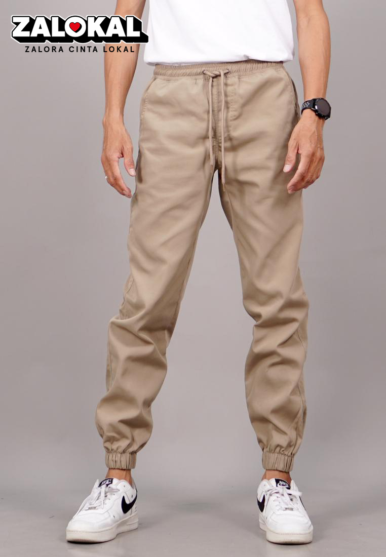 Okechuku DION Celana Joger Pria Joger Pants Pria Celana Panjang Joger Pria - BEIGE