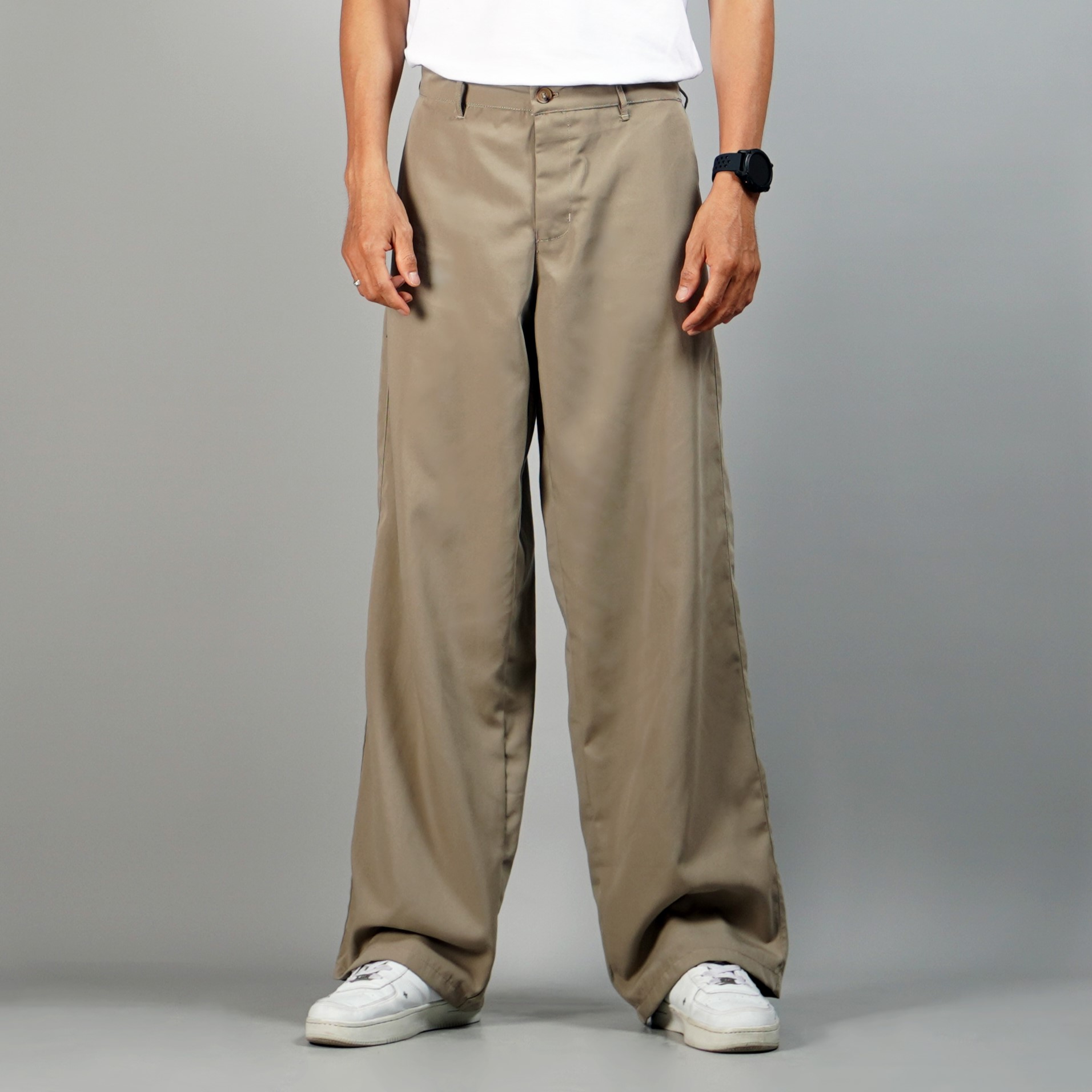 Okechuku ROCKY Celana Loose Pria Loose Pant Pria Celana Loose Fit - BEIGE
