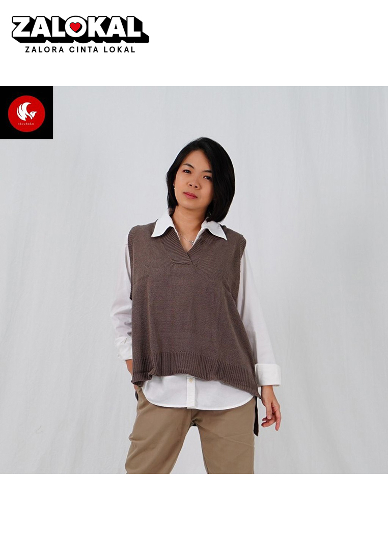 OKECHUKU Nari Rompi Rajut Wanita Knit Vest Outer Oversize Korean Style