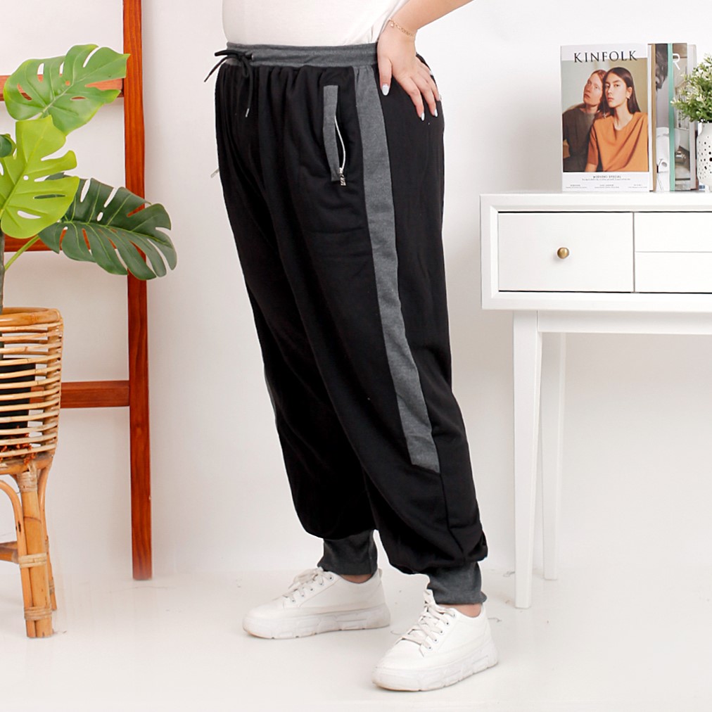 Okechuku KURT Celana Jumbo Size Celana Jogger Wanita BIG Size Celana Wanita Ukuran  Besar - HITAM