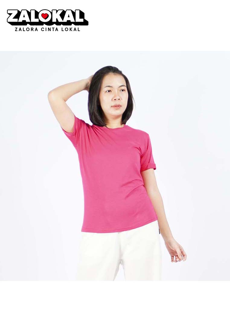 Okechuku ALEXA TOP Kaos Wanita Lengan Pendek Casual TShirt Wanita - Fuchsia
