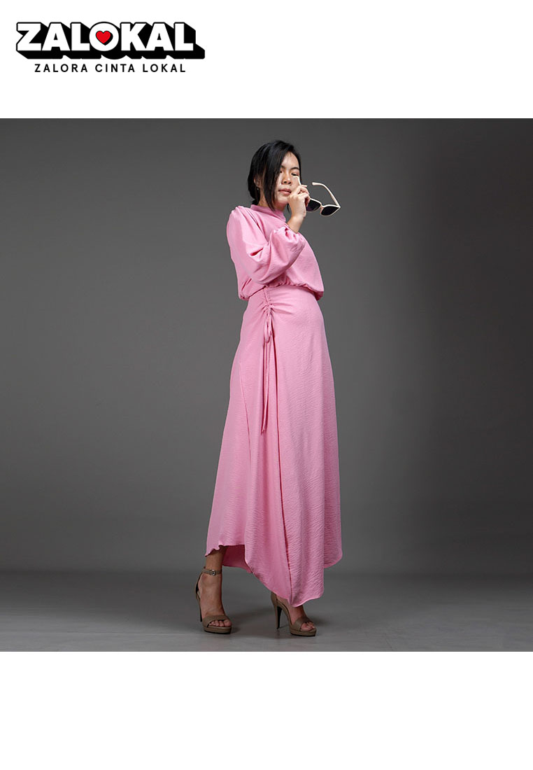 Okechuku HALTERIA Gaun Natal Baju Natal Pink Dress Long Dress - PINK