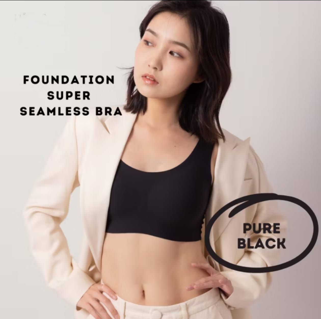 Okechuku Bra Seamless Bra Push Up Bra Invisible Seamless Bra Tanpa Kawat BH Push Up - HITAM