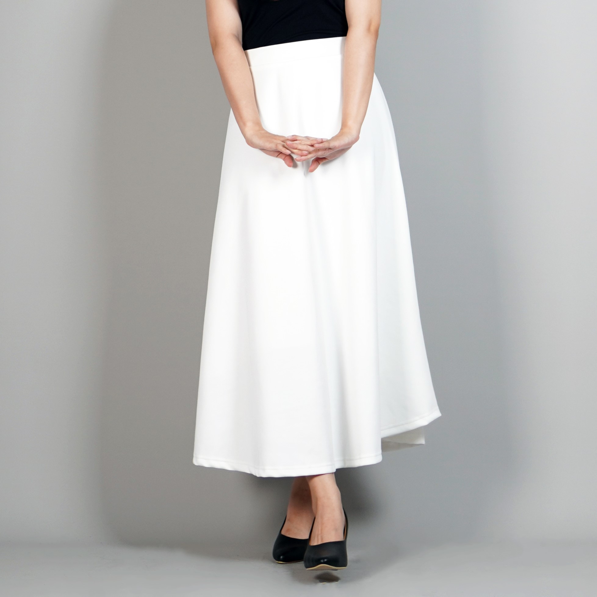 Okechuku RACHEL Rok Panjang Wanita Rok Putih Polos Rok Maxi Skirt Korean Style - PUTIH