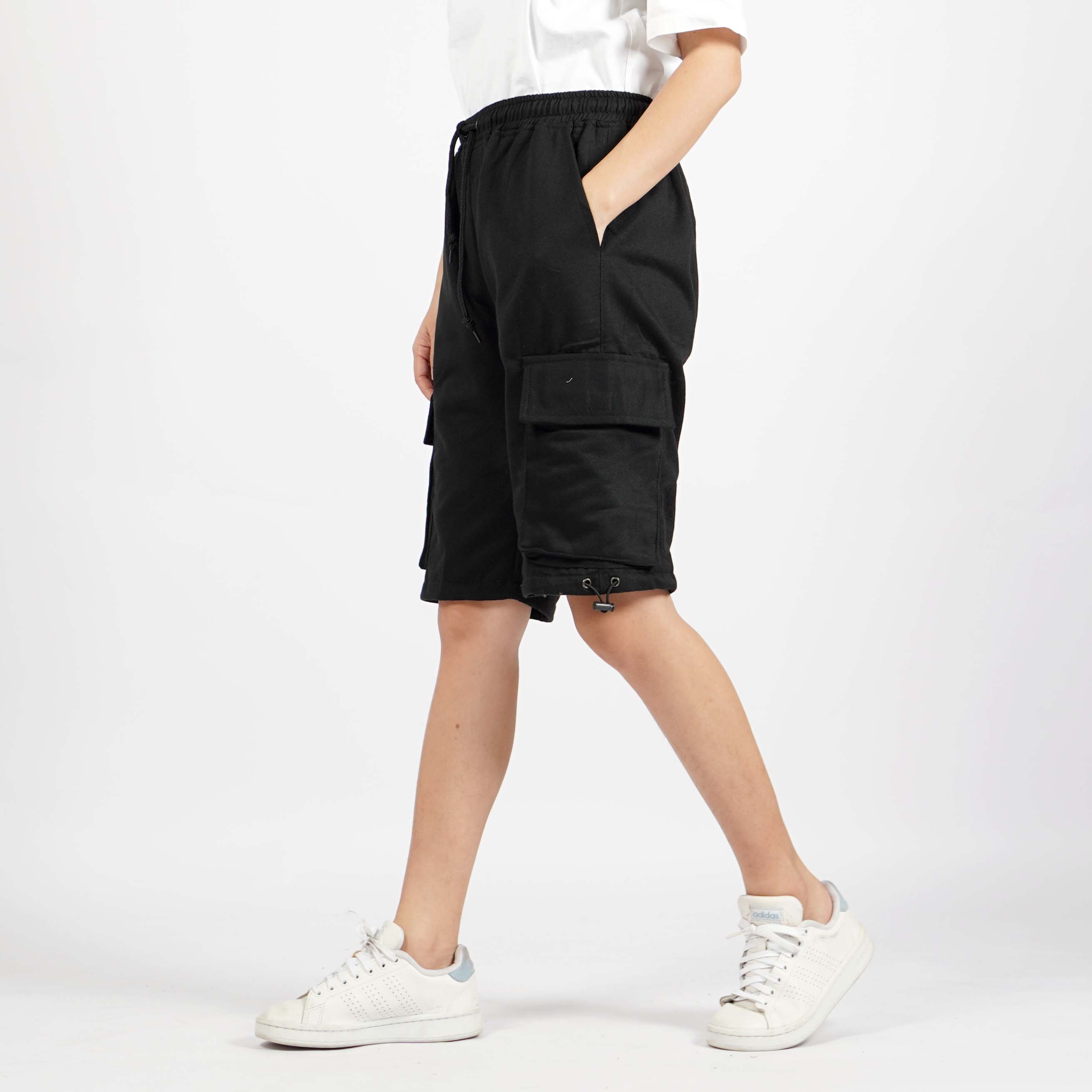Okechuku JUAN Celana Pendek Cargo Pria Celana Cargo Pendek Pria Short Cargo Pants - HITAM