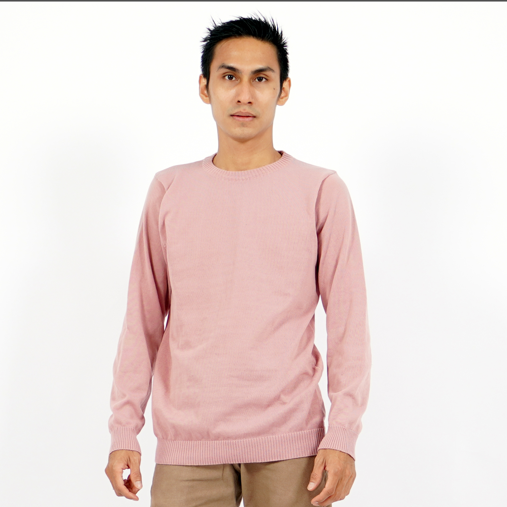 Okechuku OTNIEL O Neck Sweater Pria Knit Sweater Pria Sweater Rajut Pria Leher O - PINK