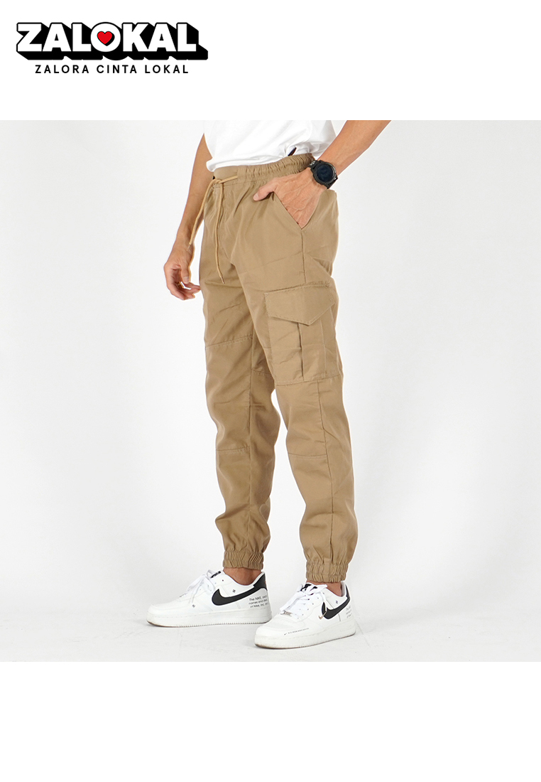 Okechuku DAVE Celana Panjang Kargo Pria Celana Kargo Pria Cargo Jogger Pants - KREM