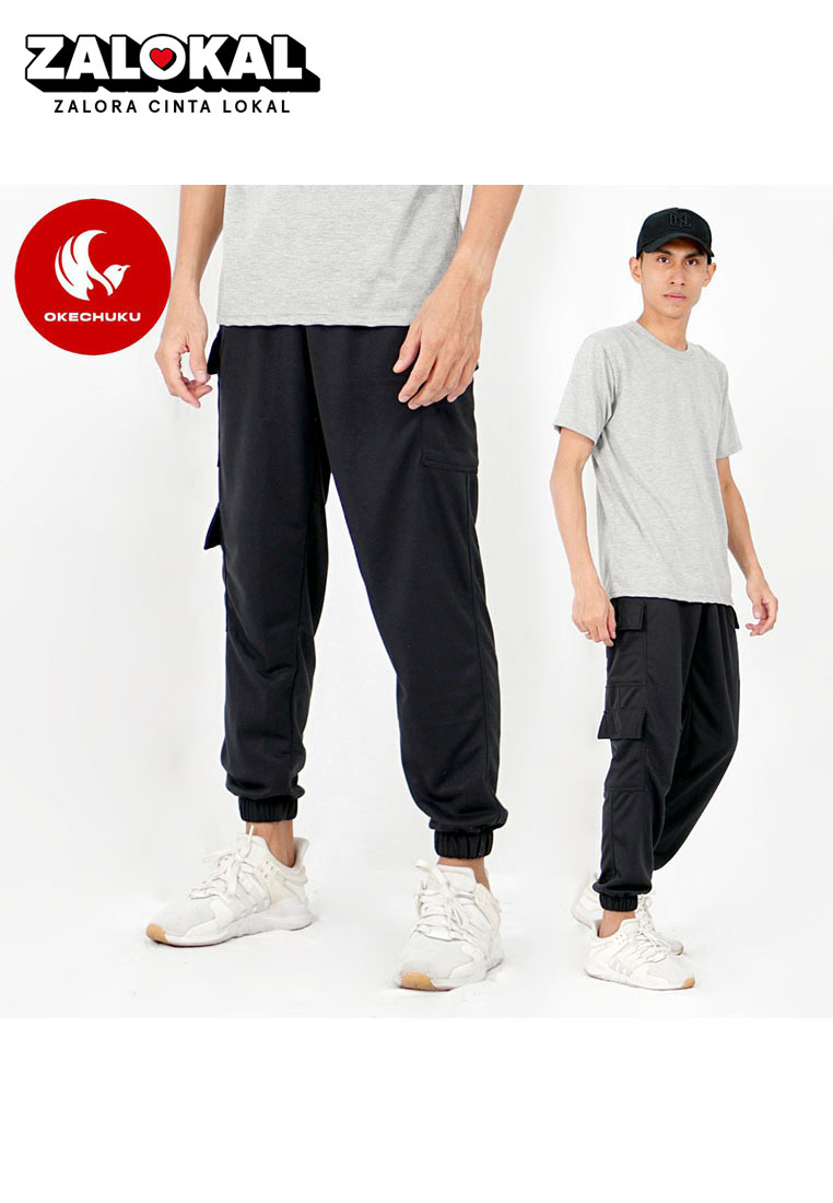 Okechuku NICE Celana Baggy Pants Celana Jogger Panjang Pria Celana Cargo Jogger Pants Pria - HITAM