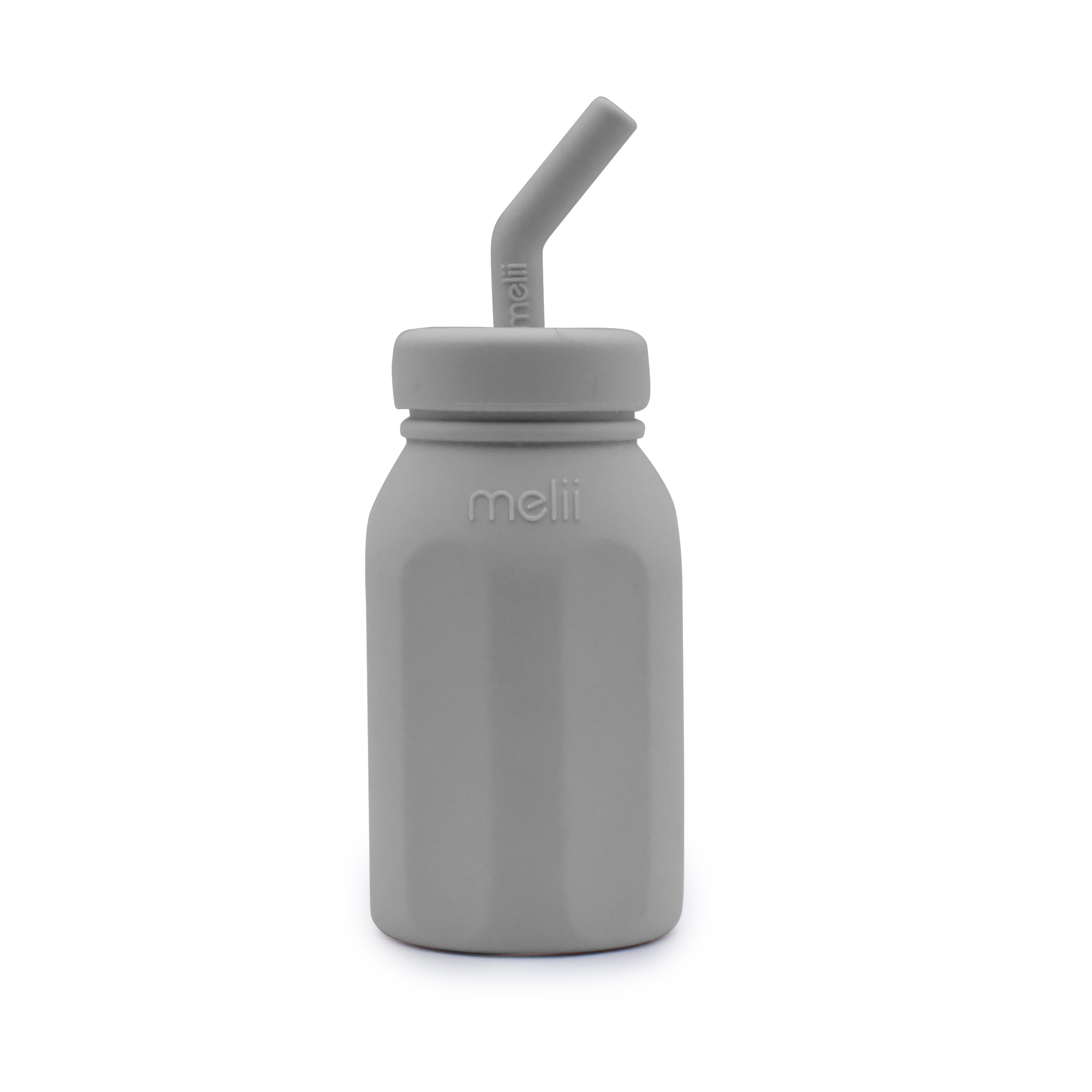 Okiedog Melii Baby Silicone Straw Bottle - Grey - botol minum sedotan silikon