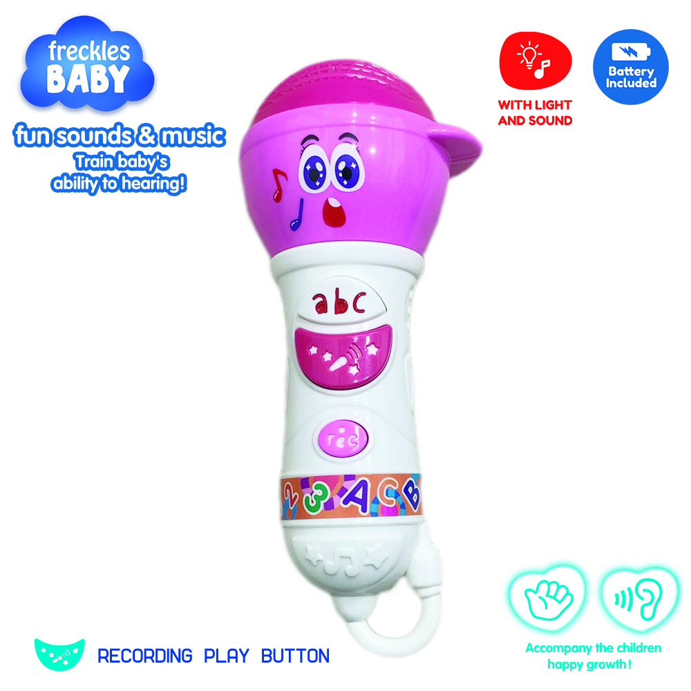 Okiedog Freckles Baby Smart Toys Microphone W/Record Function W/Light and Music - PINK - (Termasuk B