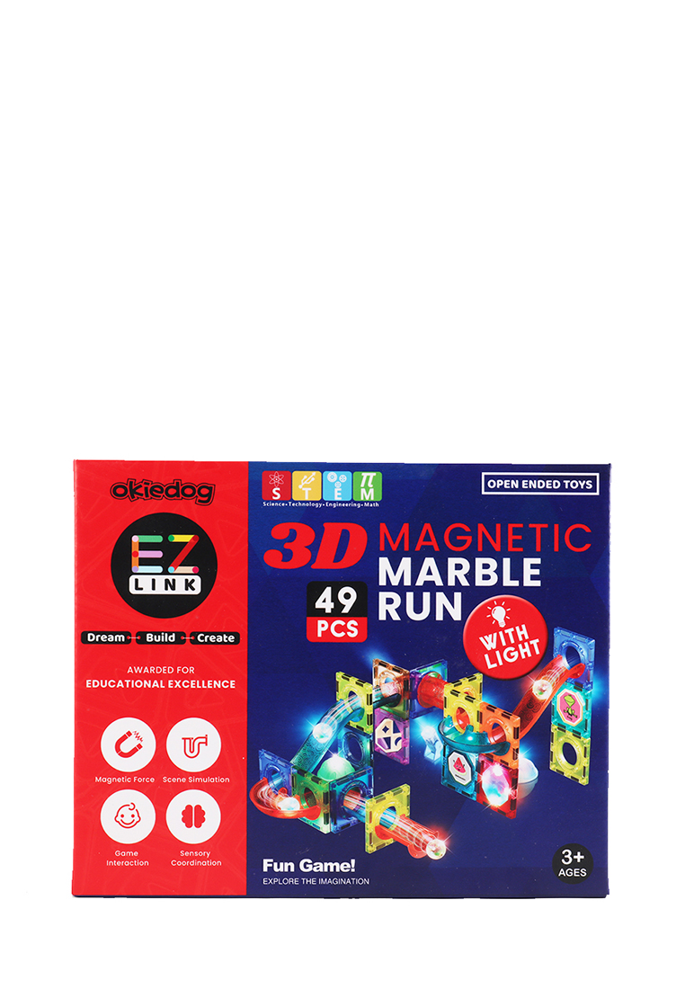 Okiedog EZLink 3D Magnetic Marble Run with Light 49PCS