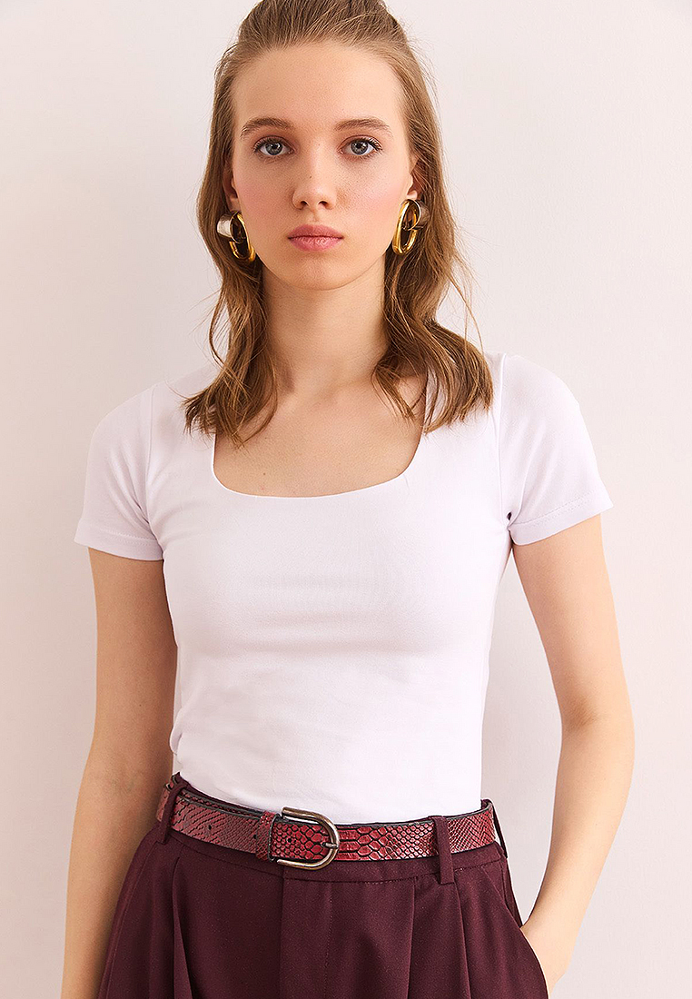 Olalook Square Neck Cotton Blouse