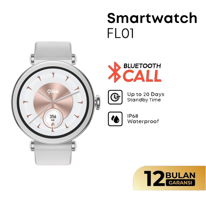 Olike Jam Tangan Wanita Olike Zinc Alloy FL01 Ladies Smartwatch Silver Silicone Strap
