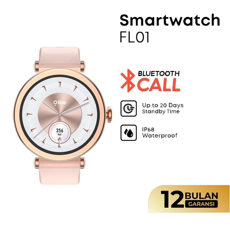 Olike Jam Tangan Wanita Olike Zinc Alloy FL01 Ladies Smartwatch Pink Silicone Strap