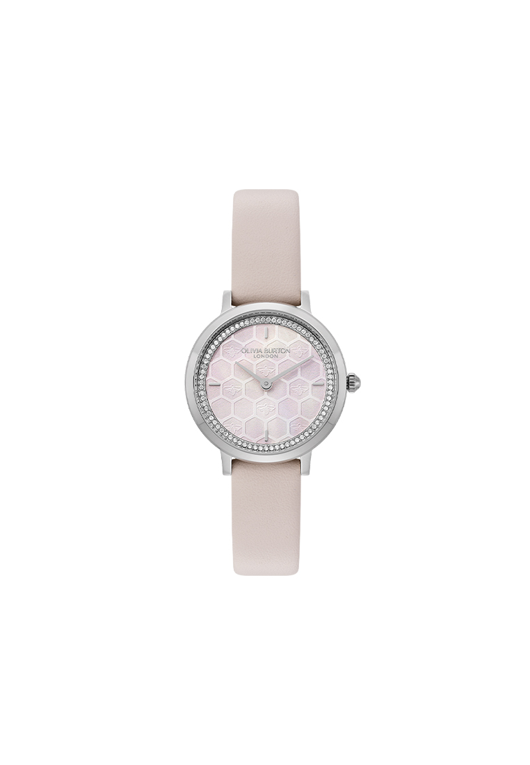 Olivia Burton Ultra Slim Bee Primrose Pearlised Dial Primrose Leather Strap 28mm - 24000270